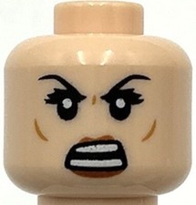 Lego New Light Nougat Minifigure Head Dual Sided Female Black Eyebrows Dimples