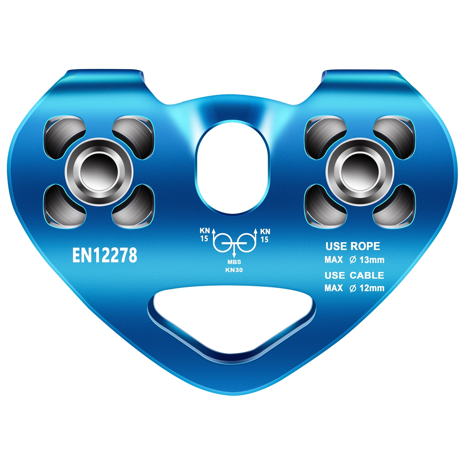 2X(Polea doble escalada en forma de corazon Cuerda de cable de acero 13mm D9795