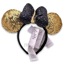 Disney Parks Disneyland Paris 30th Anniversary Tinker Bell Gold Sequin Ears NEW