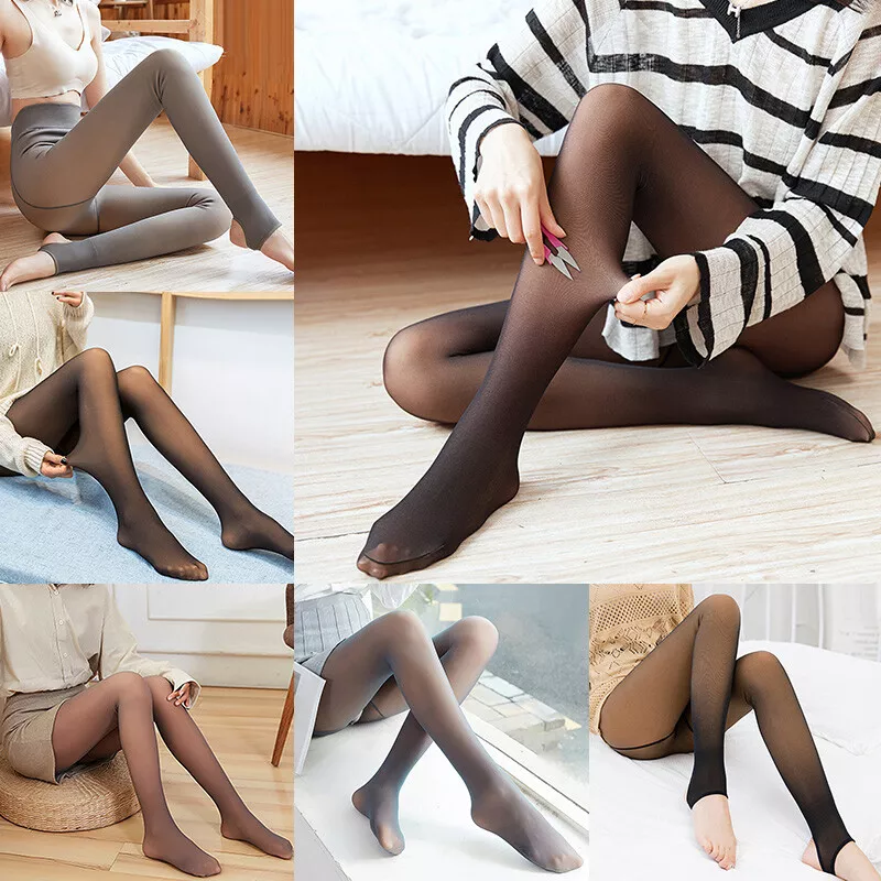 Women's Winter Warm Pantyhose Tights Elastic Fleece Lined Leggings Pants  Winter Warm Pantyhose Women's Winter Warm Pantyhose Tights 80g Black Skin