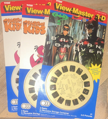 Vintage Tyco View-Master 3-D Reels Batman Forever & Flintstone Kids Lot of 3