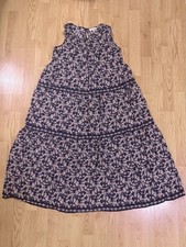 Flowy Floral Sleeveless Maxi Dress Blue With Flowers Sz Sm Prairie CottageCore