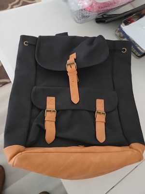 DSW Exclusive Canvas Backpack, Black & Brown Size Medium
