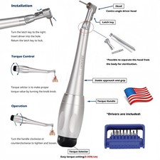 Dental Universal Implant Kit Torque Wrench Contra Angle & 16pcs Drivers Silver