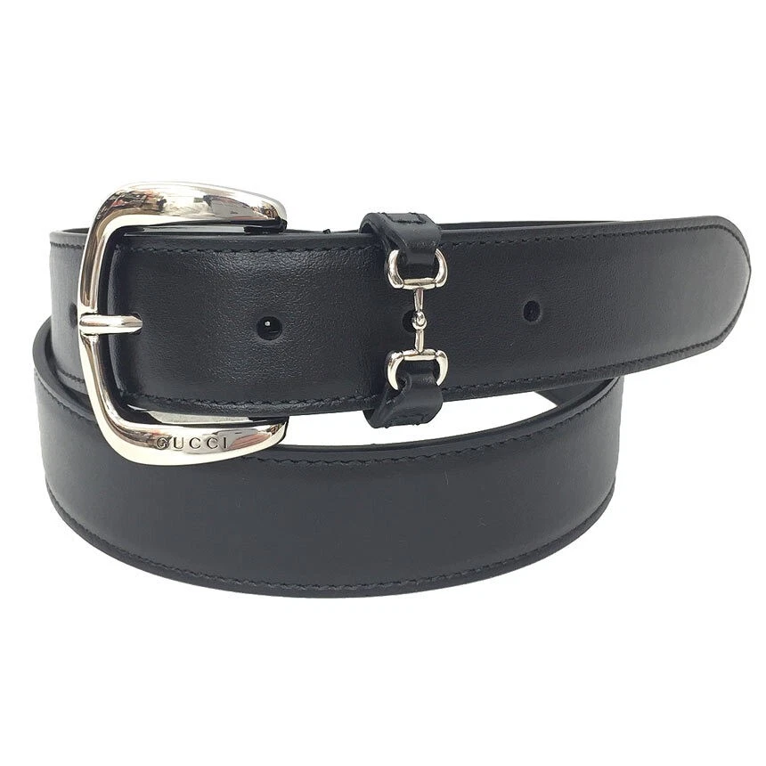 Gucci Ceinture Homme Cuir Noir Horsebit 3cm Broche Boucle 80 90cm Occasion