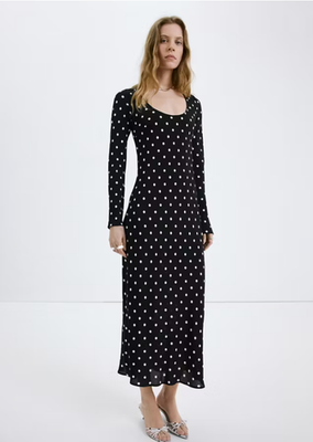 NWT Mango Long-sleeve polka-dot dress | eBay