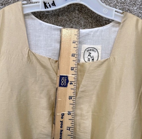 Taylor Joelle Girls Size 12 Gold Long Sleeve Lace Trim Prairie Maxi Dress - Picture 5 of 15