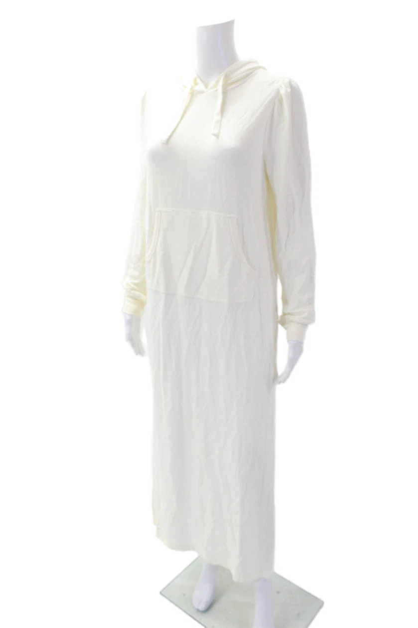 OFF WHITE Abito maglione donna Z Supply maniche lunghe con cappuccio bianco sporco taglia small