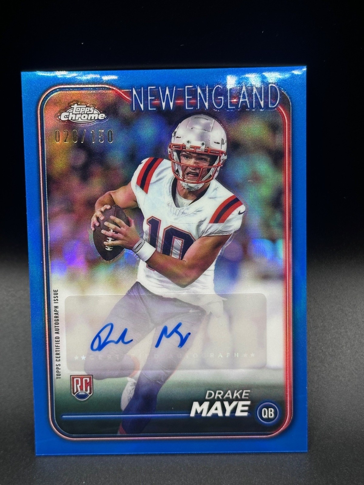 2024 Topps Chrome Drake Maye Rookie Auto RA-DMA Blue Refractor /150 🔥