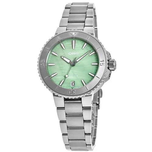 New Oris Aquis Date Green Mother of Unisex Watch 01 733 7770 4157-07 8 18 05P