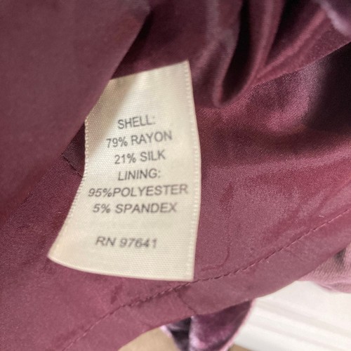 J. Jill Crushed Velvet Duster Maxi Coat Dress 12 Purple Empire Waist Silk Blend - Picture 6 of 11