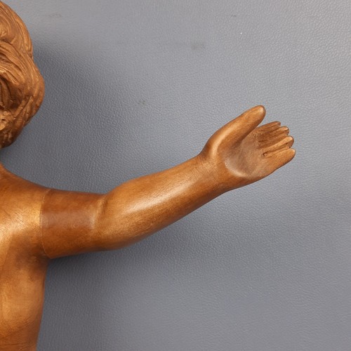 Scultura Bambino Legno Scolpito Statua d’Appoggio Artigianale Italia XX Sec. - Imagen 14 de 21