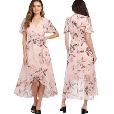 ELIZA J Floral Print High Low Ruffle Dress - Size 6