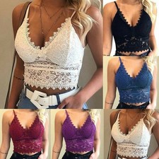 Women‘s Lace V Neck Sexy Bustier Bralette Bralet Bra Crop Top Cami Vest Camisole