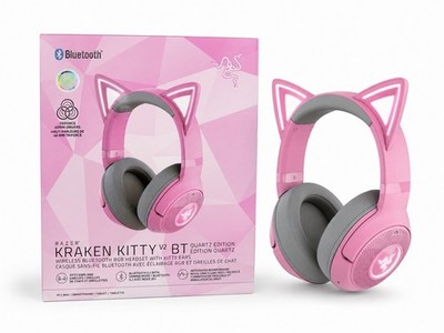 Razer Kraken BT Kitty Edition RGB Gaming Quartz Pink Headset Bluetooth 5.0 New