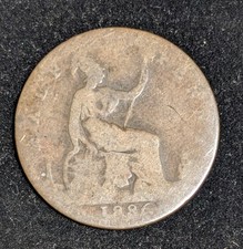 1886 Great Britain 1/2 (Half) Penny Circulated KM# 754