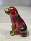 Fenton Red Iridescent Art Carnival Glass Dog Figurine With Tag