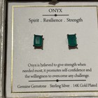 14k Gold Plated On Sterling Silver 925 Genuine Green Onyx Stud Earrings 