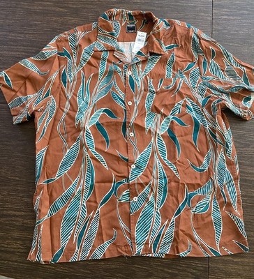 NEW Todd Snyder Rust Teal Leaf Camp Collar Shirt Sz XXL Soft Tencel NWT $178 USD