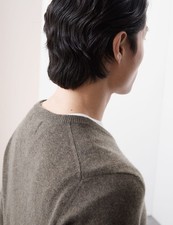 Marks & Spencer Mens Cashmere V-Neck Long sleeved Jumper in Brown - M&S