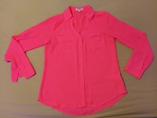 Womens Express Dress Shirt S Small Pink Button Blouse
