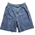 Vtg Lizwear Denim Shorts Womens 12 Blue High Rise Pleat Front Wide Leg 28" Waist