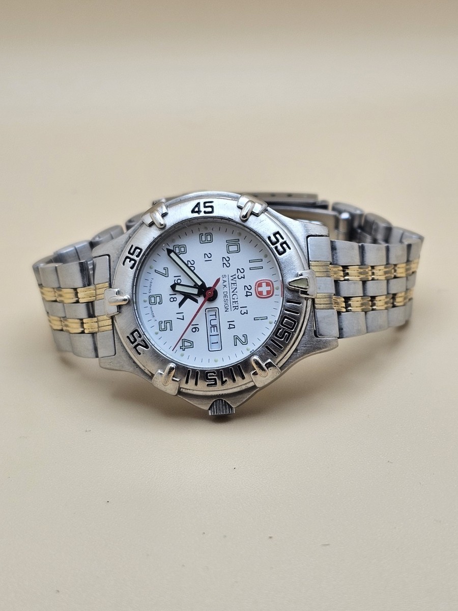 Vintage 90’s Wenger Diver SAK Design Silver and off  White Ladies Watch Working Vintage 90 main image 2