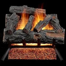 18" Mountain Oak Gas Log Set 45,000 BTU Match Light Vented Natural Gas