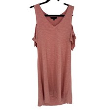 Sanctuary Anthropologie Salmon Pink Cold Shoulder High-Low Shirt Dress Summer XS