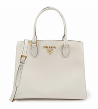 Prada Saffiano Lux white Medium Satchel Handb...
