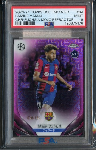 /125 PSA 9 Lamine Yamal 2023-24 Topps Chrome #64 Japan ED Fuchsia Mojo Refractor