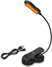 Amber Book Light, Rechargeable Blue Light Blocking Reading Light, Clip on Book L