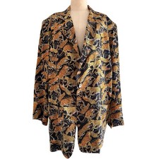 VTG 1992 Leopard Print Sayings Blazer Jacket 100 Silk Large RARE Nicole Miller