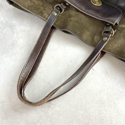 Miu Miu Archive Handbag Tote Shoulder Bag Suede Leather Brown w/Turn Lock Pouch - Picture 7 of 10