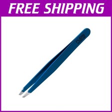 Swiss Stainless Steel Eyebrow Tweezers, Blue