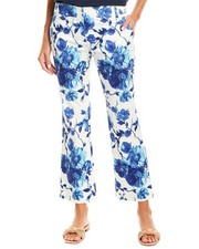 Tory Burch Kara Pants Women's Size 4 Blue & White Floral Rosemont Straight Leg