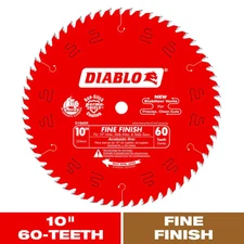 Diablo 10 in. x 60-Teeth Fine Finish Saw Blade Wood Cutting Circular Blade, Red