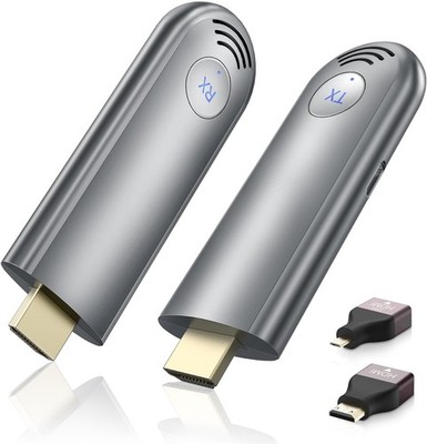Portable Wireless HDMI Extender Kit 2.4G/5G Plug and Play for Laptop Grey