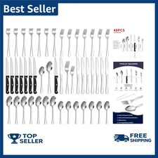 48-Piece Silverware Set with Steak Knives Stainless Steel Flatware Set for 8 ...