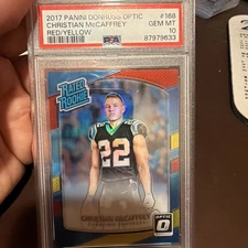 2017 Donruss Optic Christian McCaffrey Red and Yellow Prizm PSA 10  #168 rookie
