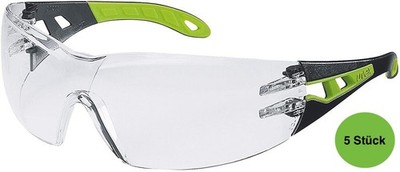 5 St Uvex Pheos Supravision Arbeitsschutzbrille 9192225 schwarz grün kratzfest