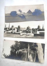LOT antique 3pc NARROW CAIRO POSTCARD MOSQUE PEOPLE PHOTO