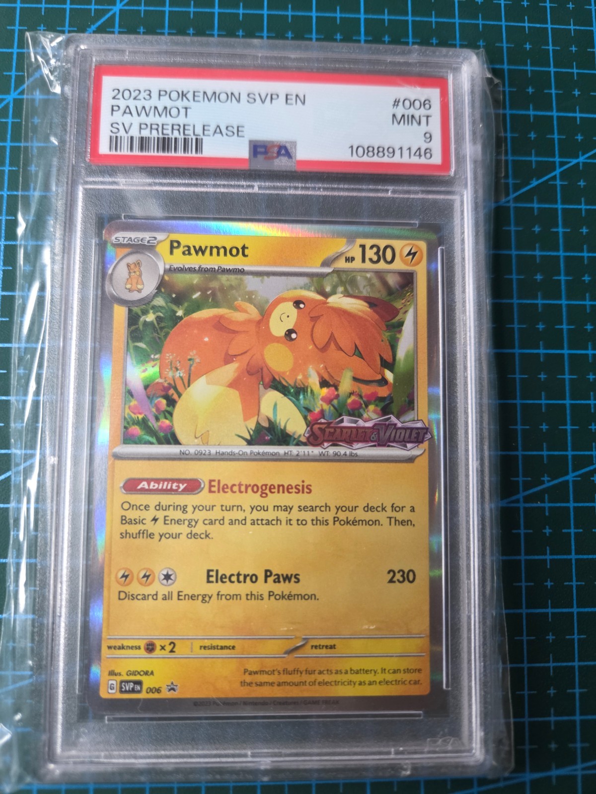 2023 POKEMON SVP EN-SV BLACK STAR PROMO #006 PAWMOT PSA 9