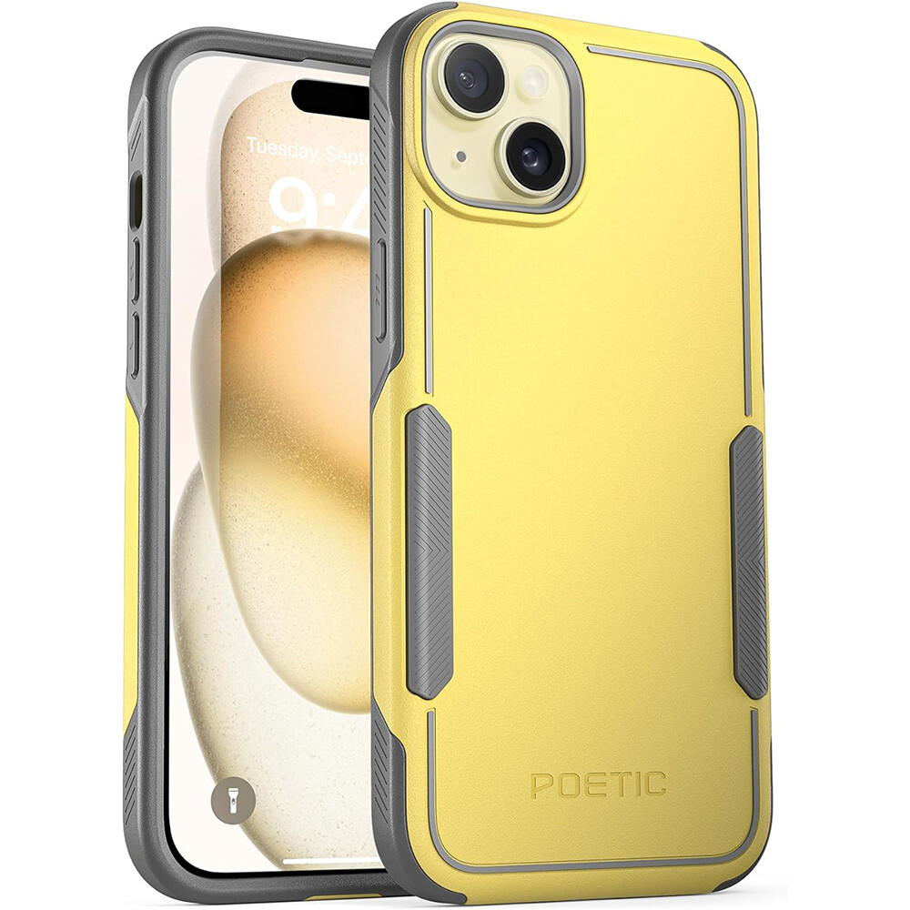 Slim Case For Apple iPhone 15 Dual Layer Heavy Duty Shockproof Cover Yellow