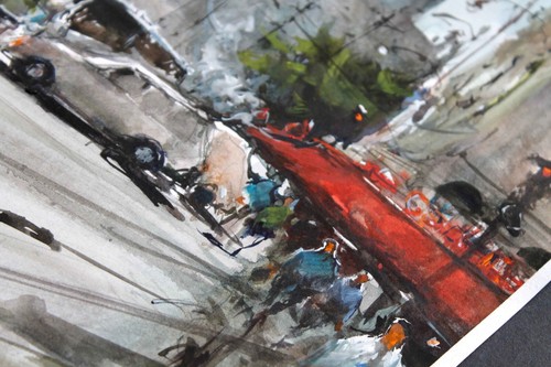 PAINTING WATERCOLOR ORIGINAL PARIS ARCHITECTURE CITY NOTRE DAME CHATEDRAL 11x8 i - Picture 4 of 7