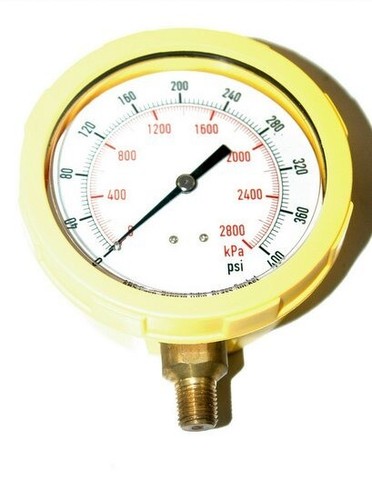 Manómetro de caja de color - amarillo - 4" de diámetro, 0-400 PSI - NPT 1/4" #4EFK5 - Imagen 3 de 3