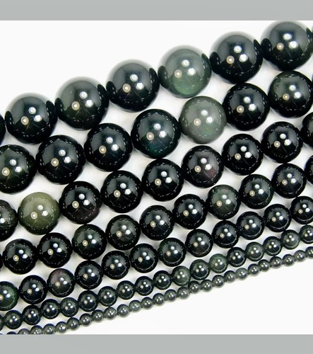 Bracciale Uomo HIP 8"L Argento Teschio Re 10mm Ossidiana+Pietra Sodalite Perline - Foto 3 di 7