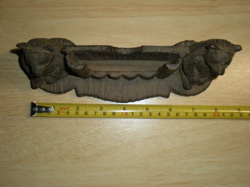 Vtg Cast Iron Brown Bears Business Card Memo Pad Holder Desk Decor Very Heavy - Picture 8 of 8