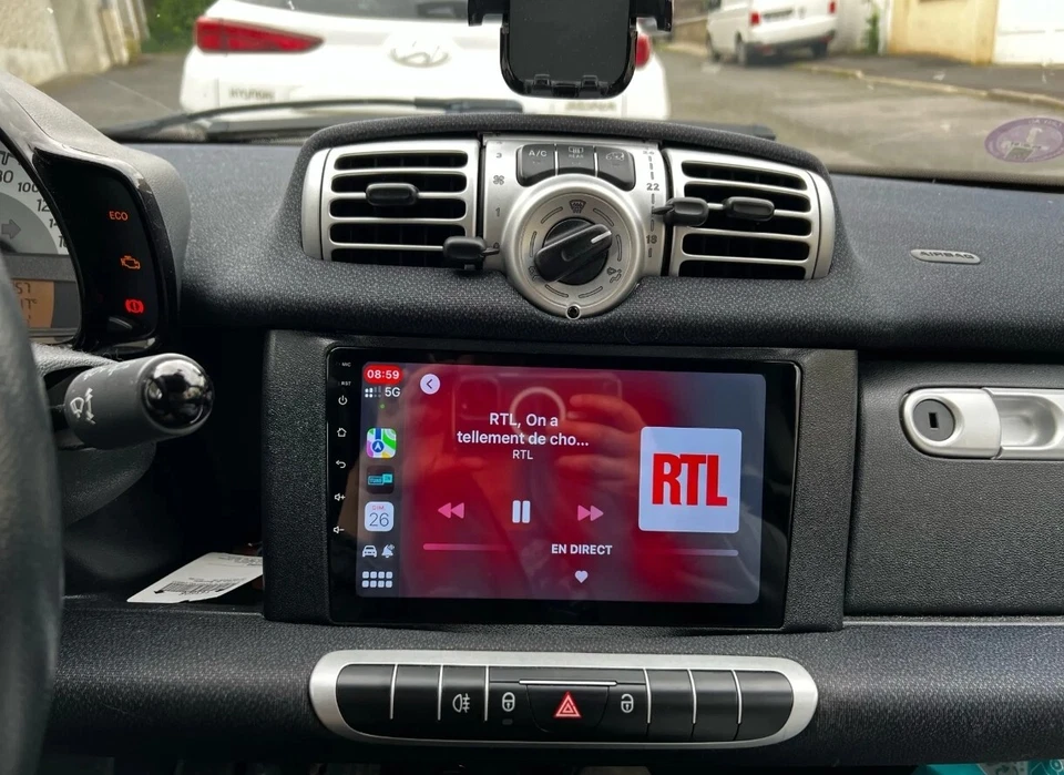 Autoradio Android 9" Smart Fortwo Forfour 451 2005-2015 GPS Navi CarPlay Bluetoo - Immagine 3 di 4