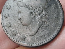 1820 Matron Head Large Cent Penny, 20 over 19, 1820/19 Overdate, Fine/VF Details